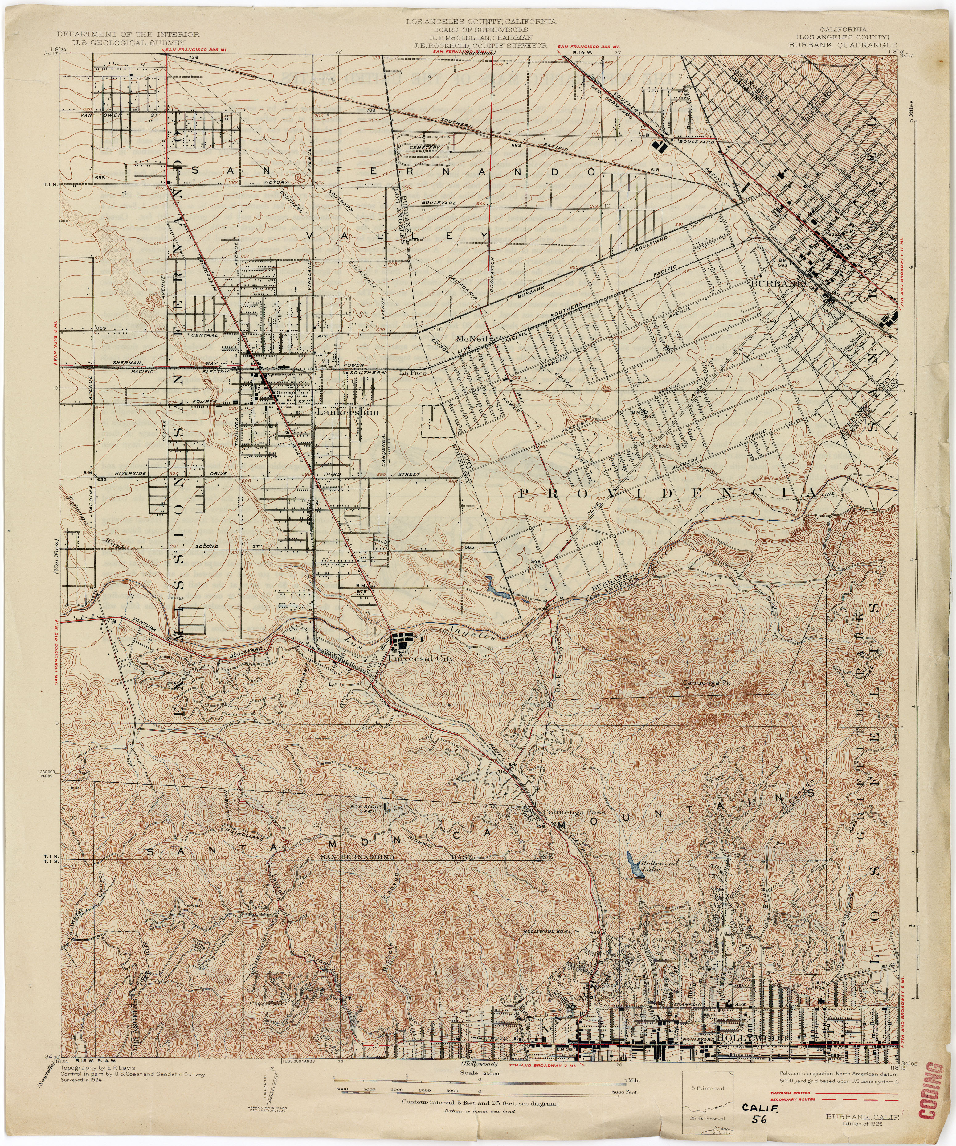 California Cities Old Map Reprint San Fernando Valley 1923