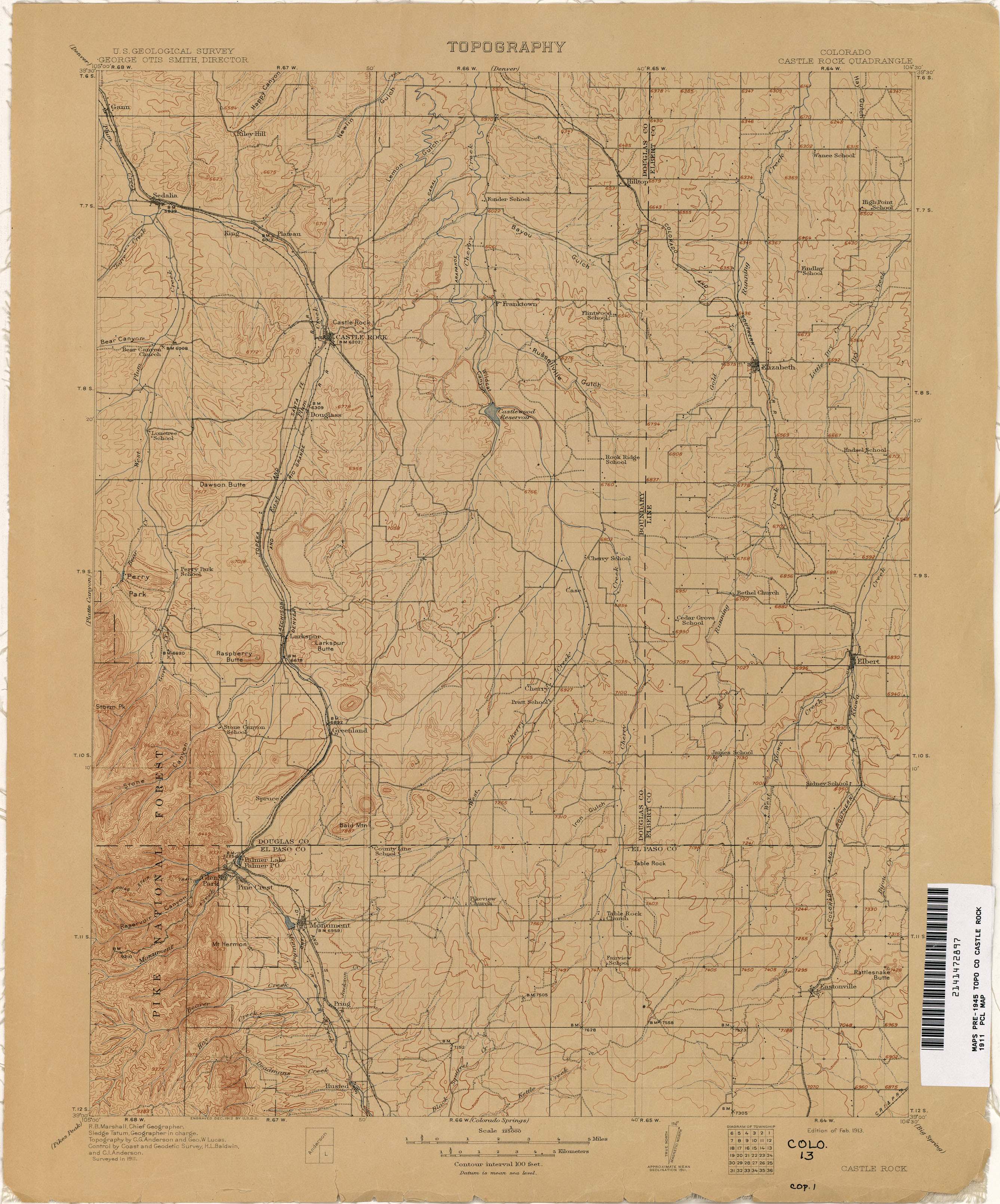 1916 USGS Creede Colorado ~Topo~ Mining~24"x18" 