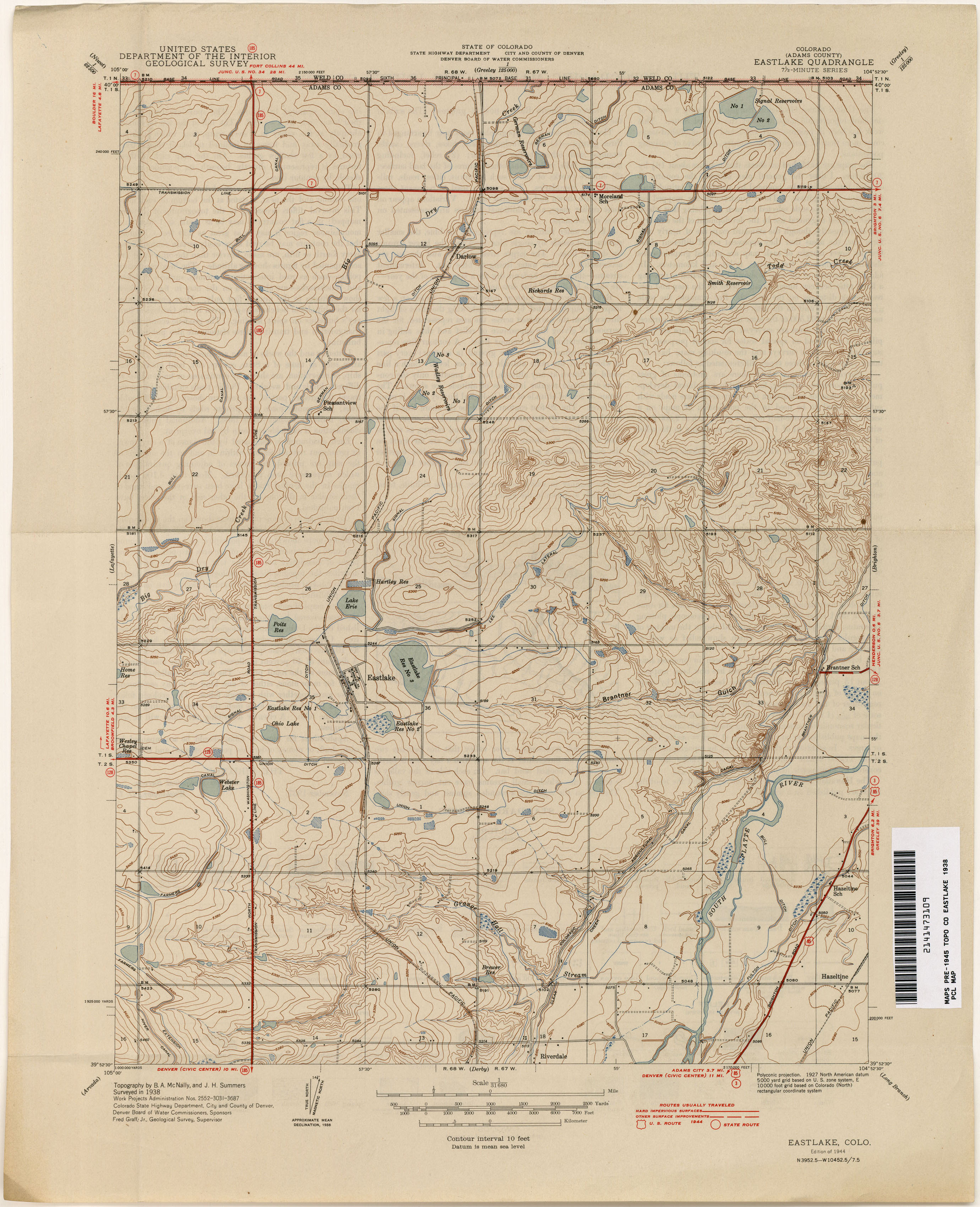 VINTAGE ANTIQUE 1947 BOULDER Colorado CO USGS Topographic Quadrangle Topo Map 
