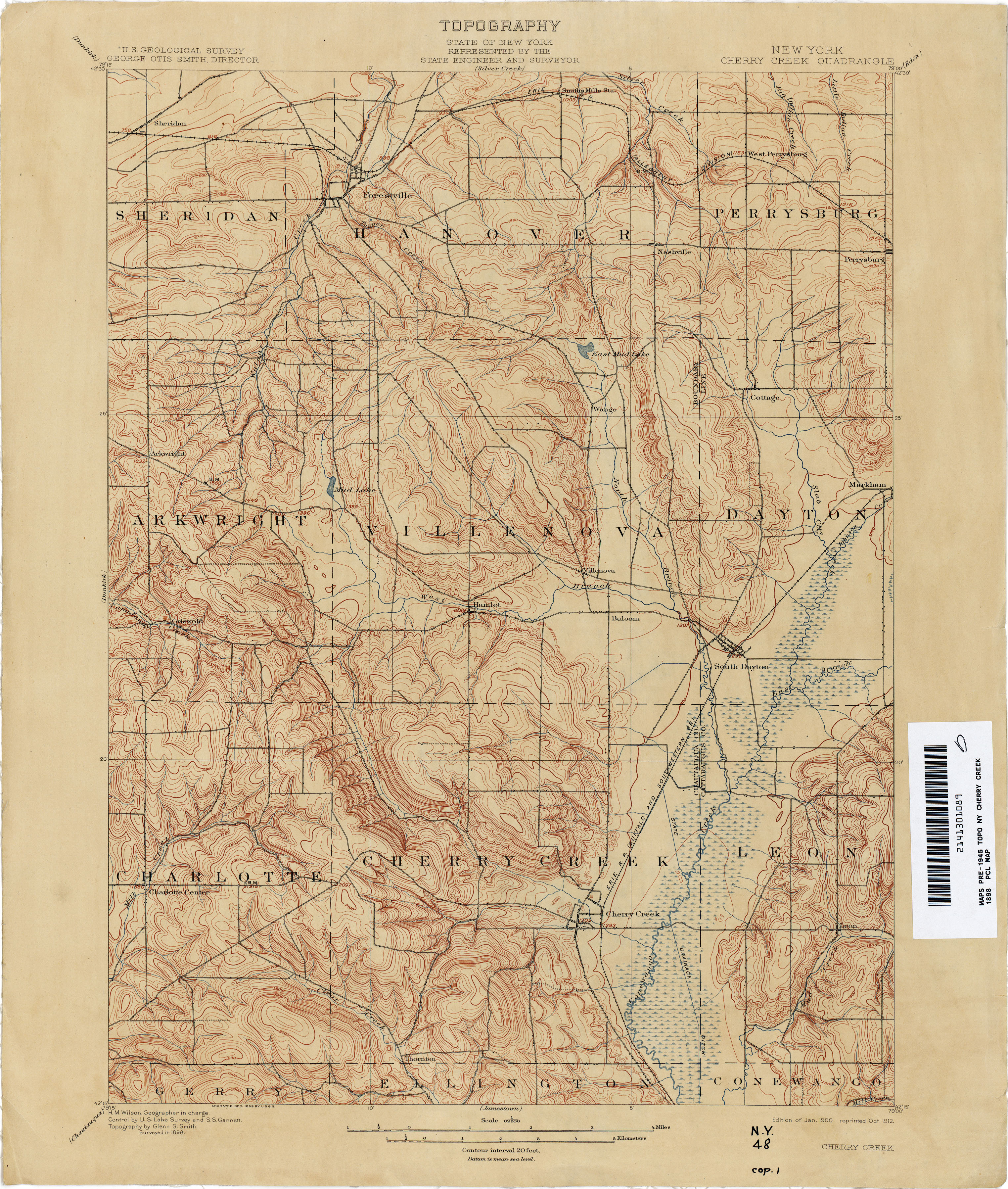 Dunkirk, NY (1900, 62500-Scale) Map by United States Geological Survey