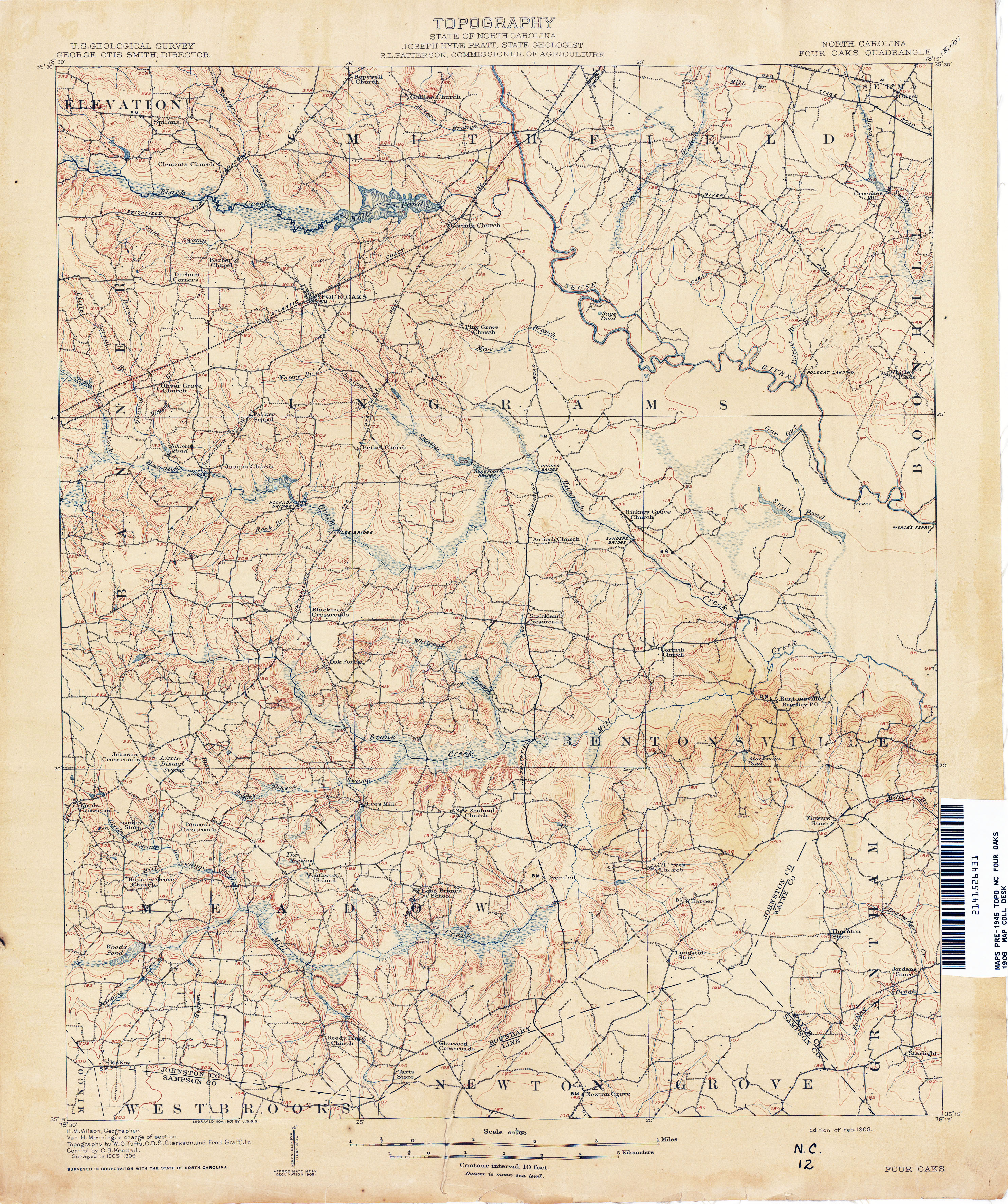 1904 1:62500 Scale Updated 1941 15 X 15 Minute 19.7 x 16.5 in YellowMaps Edenton NC topo map Historical 