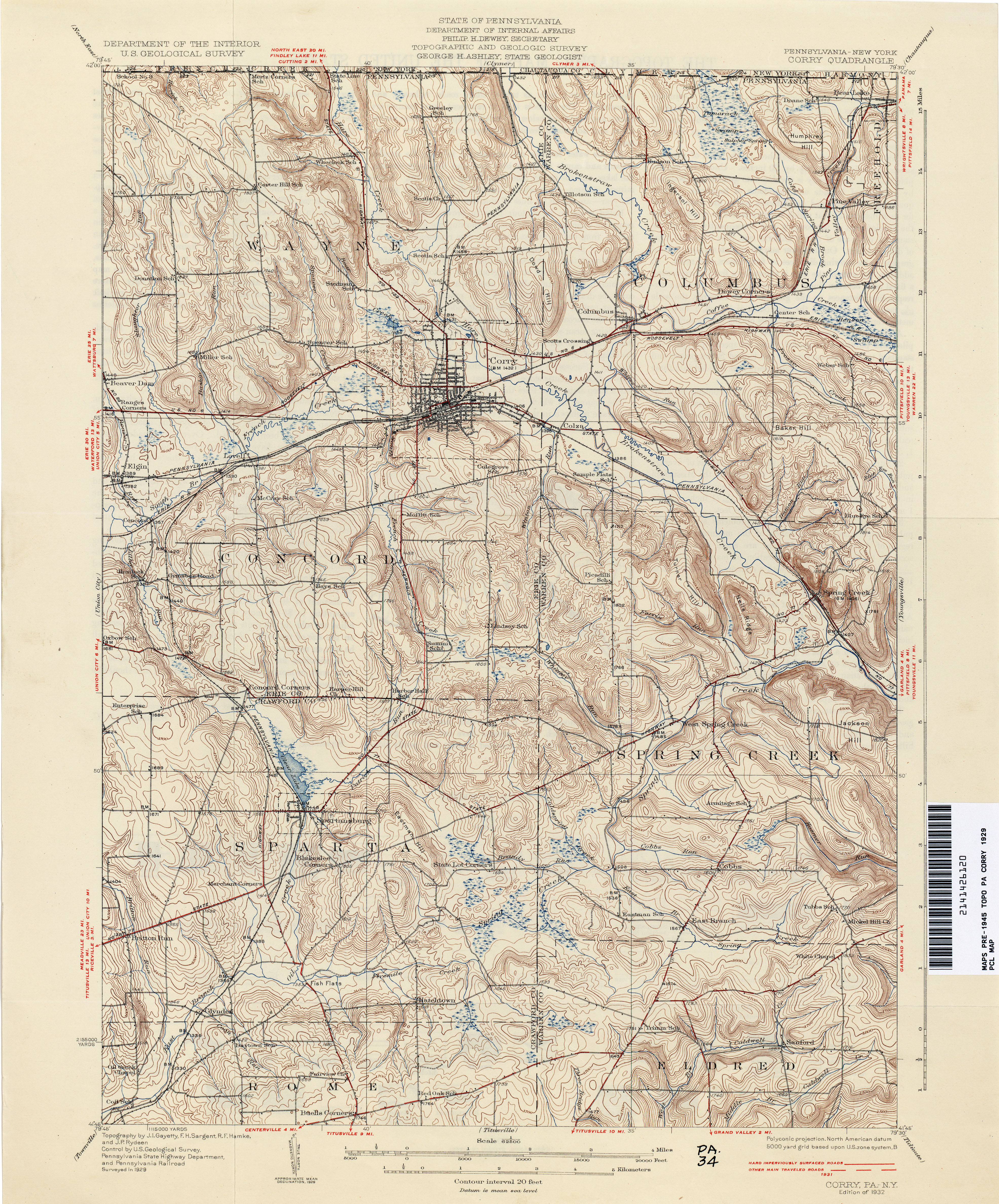 Tyrone Pennsylvania 1929 Original Vintage USGS Topography Topo Map