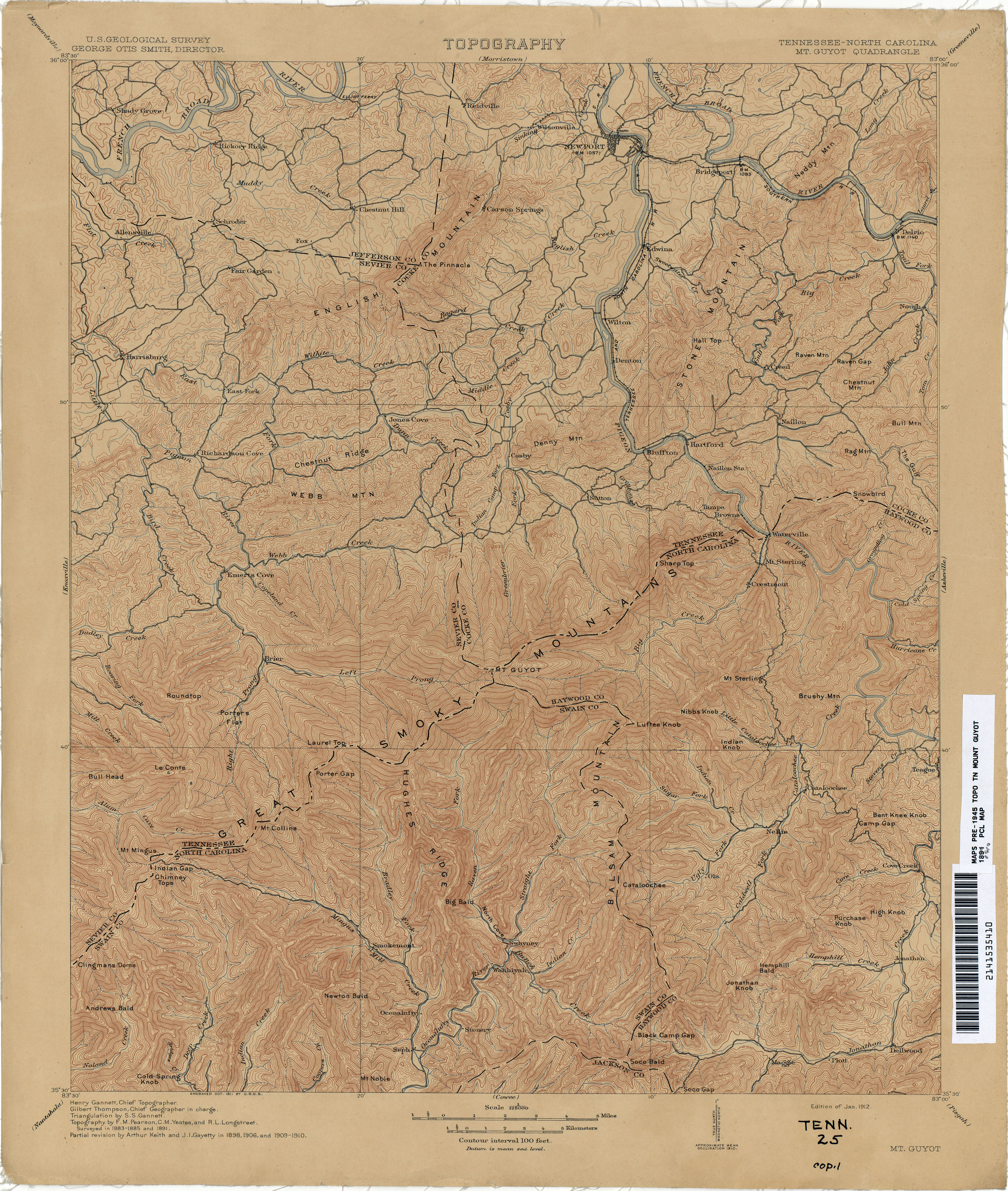 VINTAGE ANTIQUE 1948 MOUNT MITCHELL North Carolina NC USGS Topographic Topo Map 