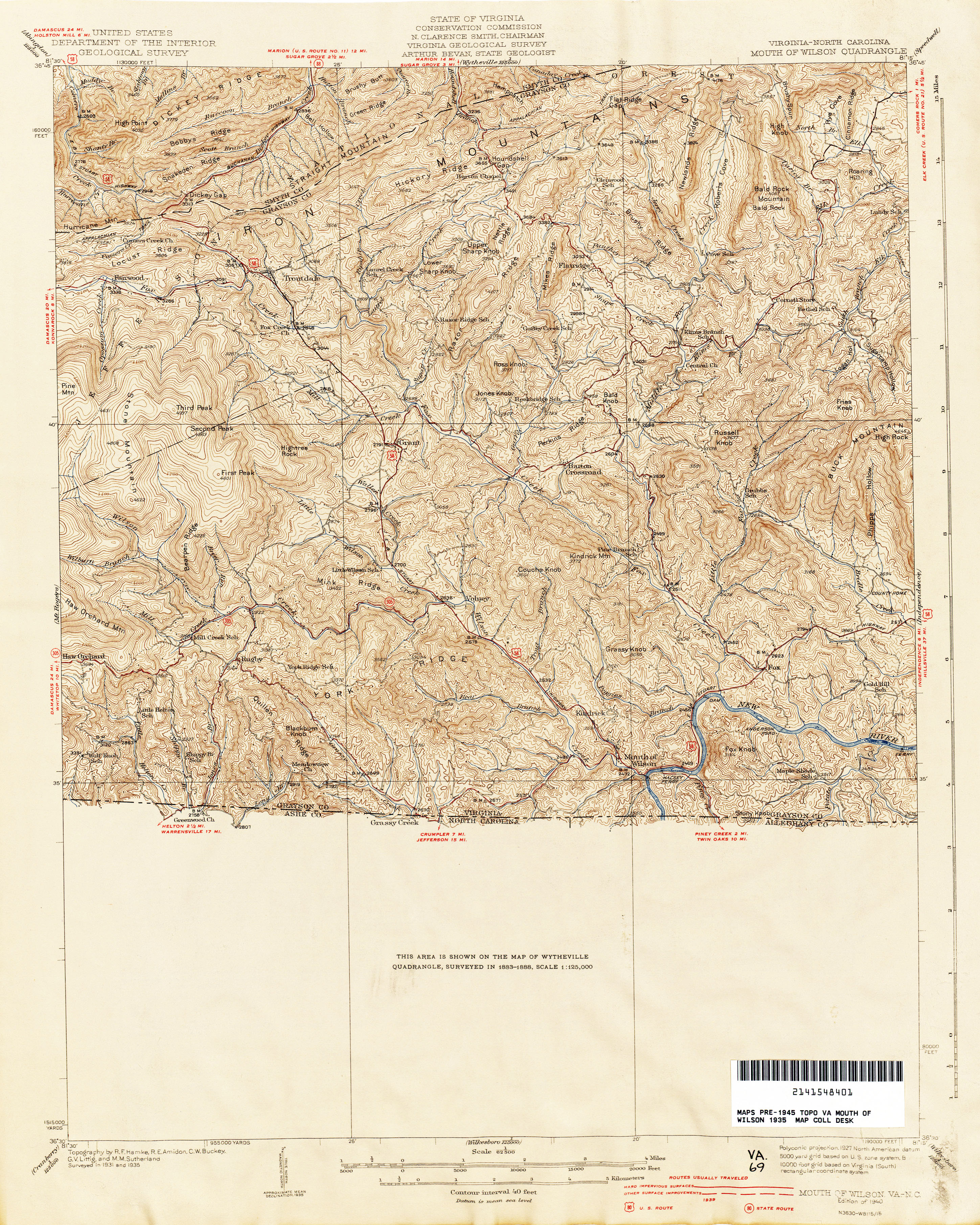 USGS 1904-23x28 Nantahala North Carolina Tennessee Quad 
