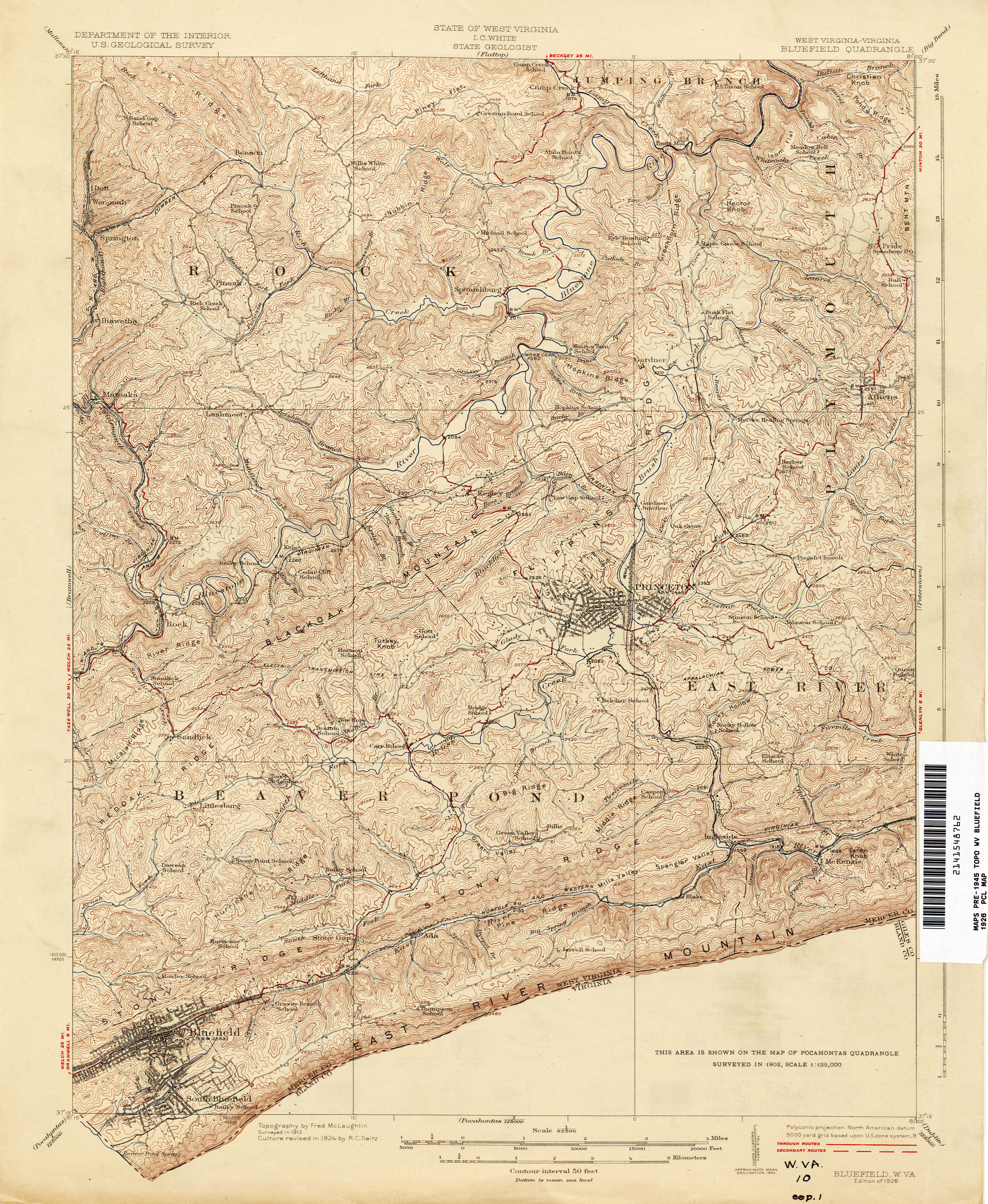 Panoramic map of Bluefield WV c1911 24x36 