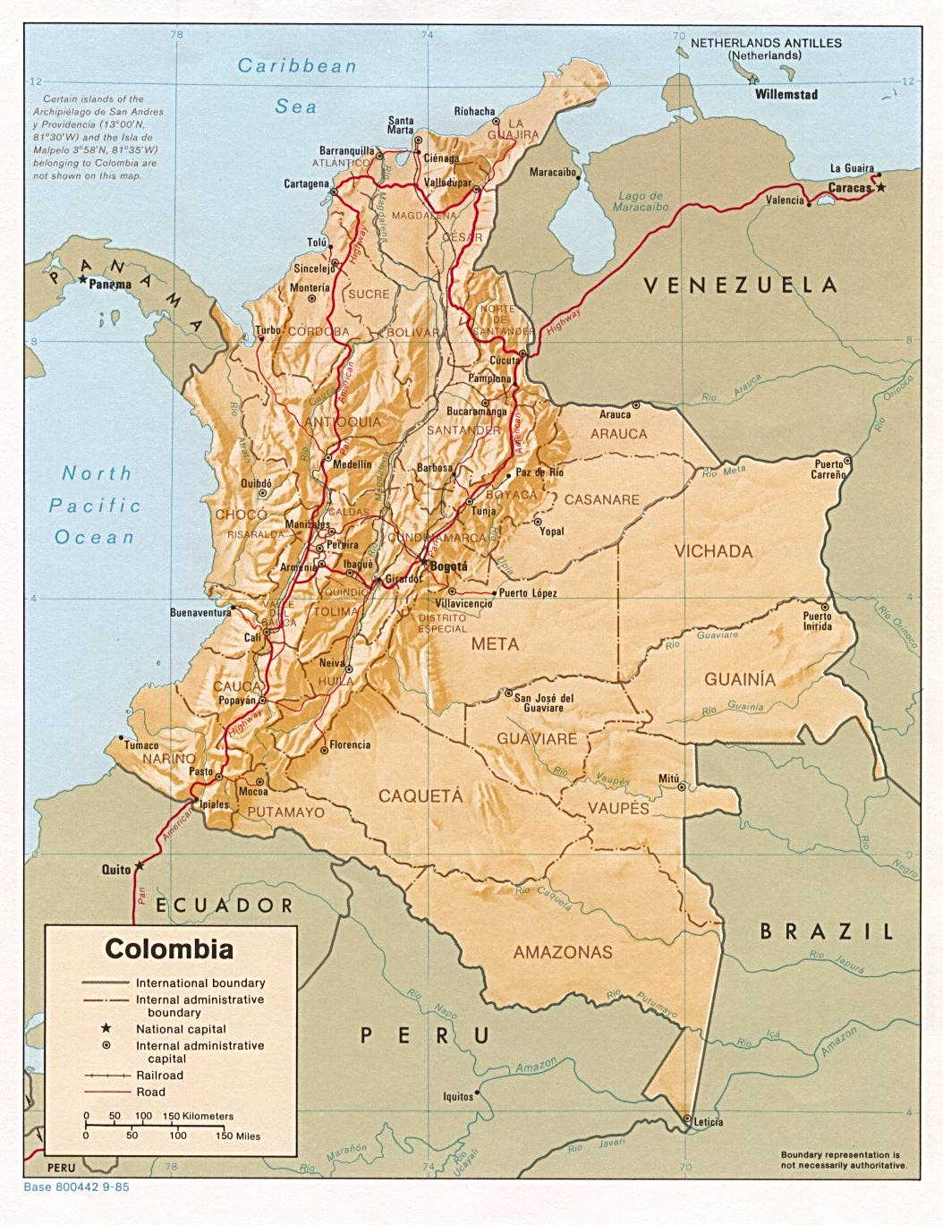 colombian geographical map