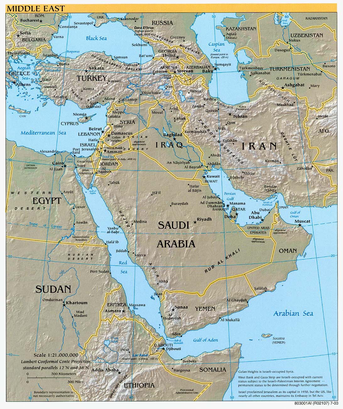 map of middle east countries and capitals