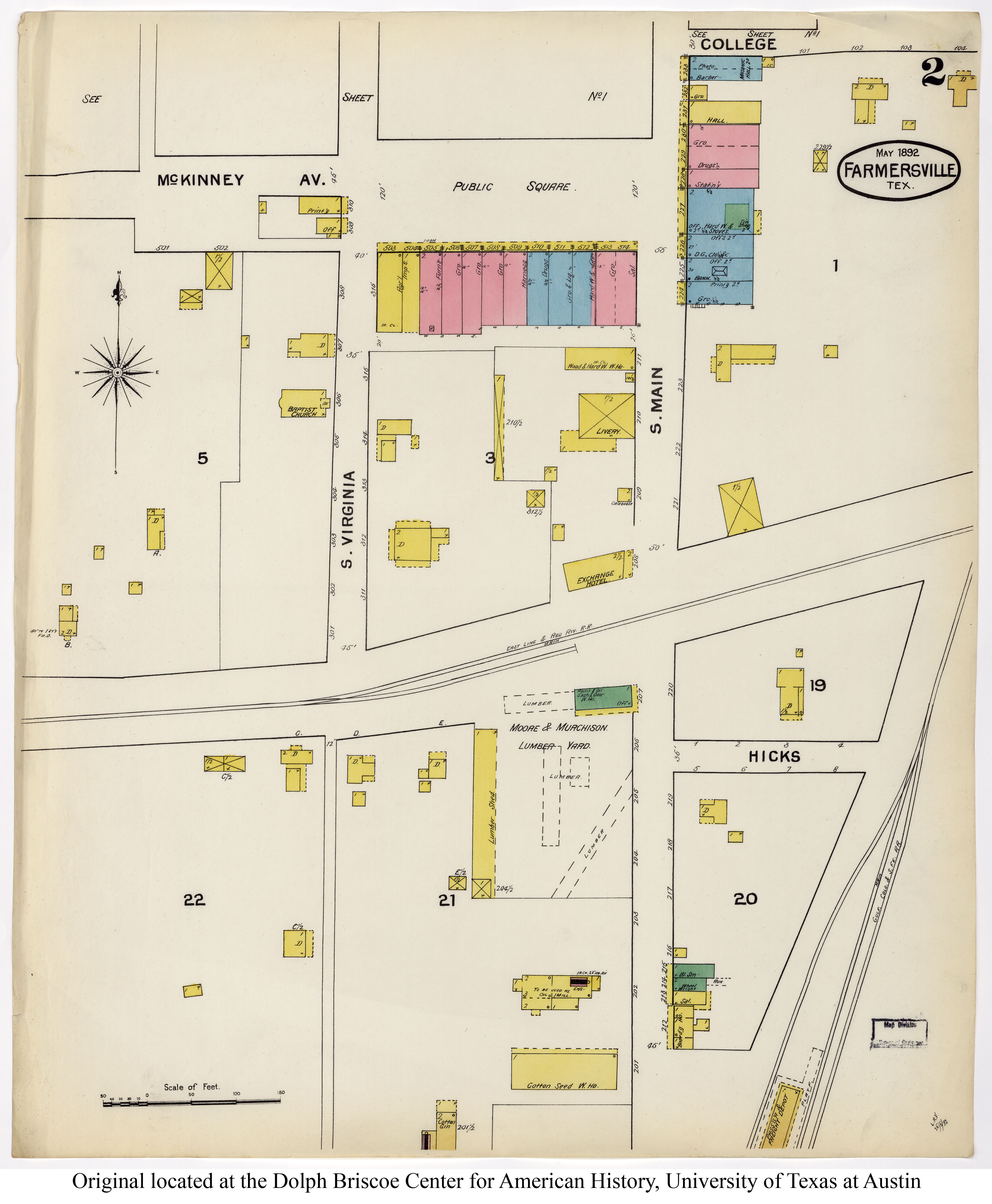 Murfreesboro Tennessee~Sanborn Map© sheets~1887 to 1897 with 17 maps in COLOR 