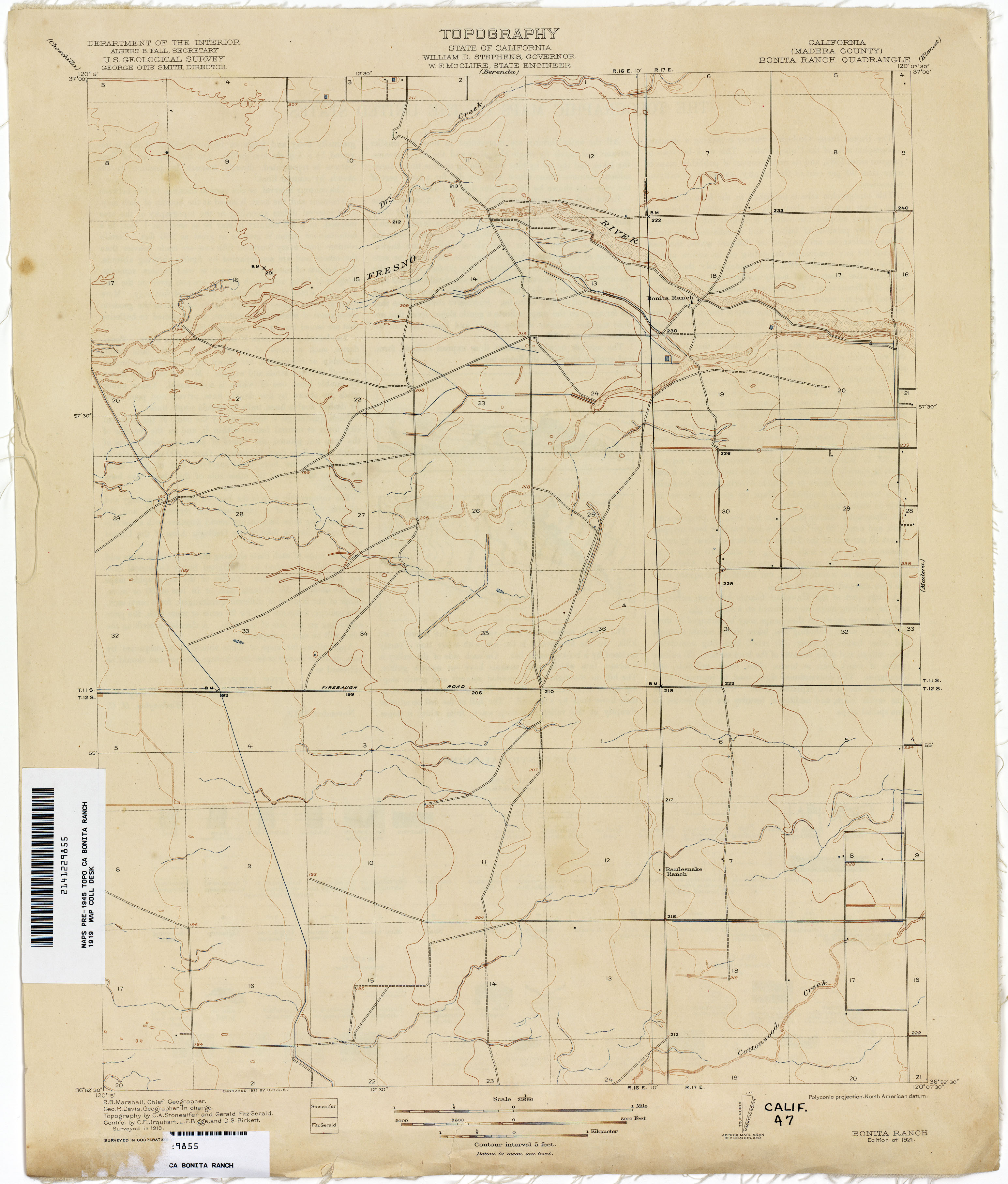 Antique Tulare, California 1942 US Geological Survey Topographic Map ...