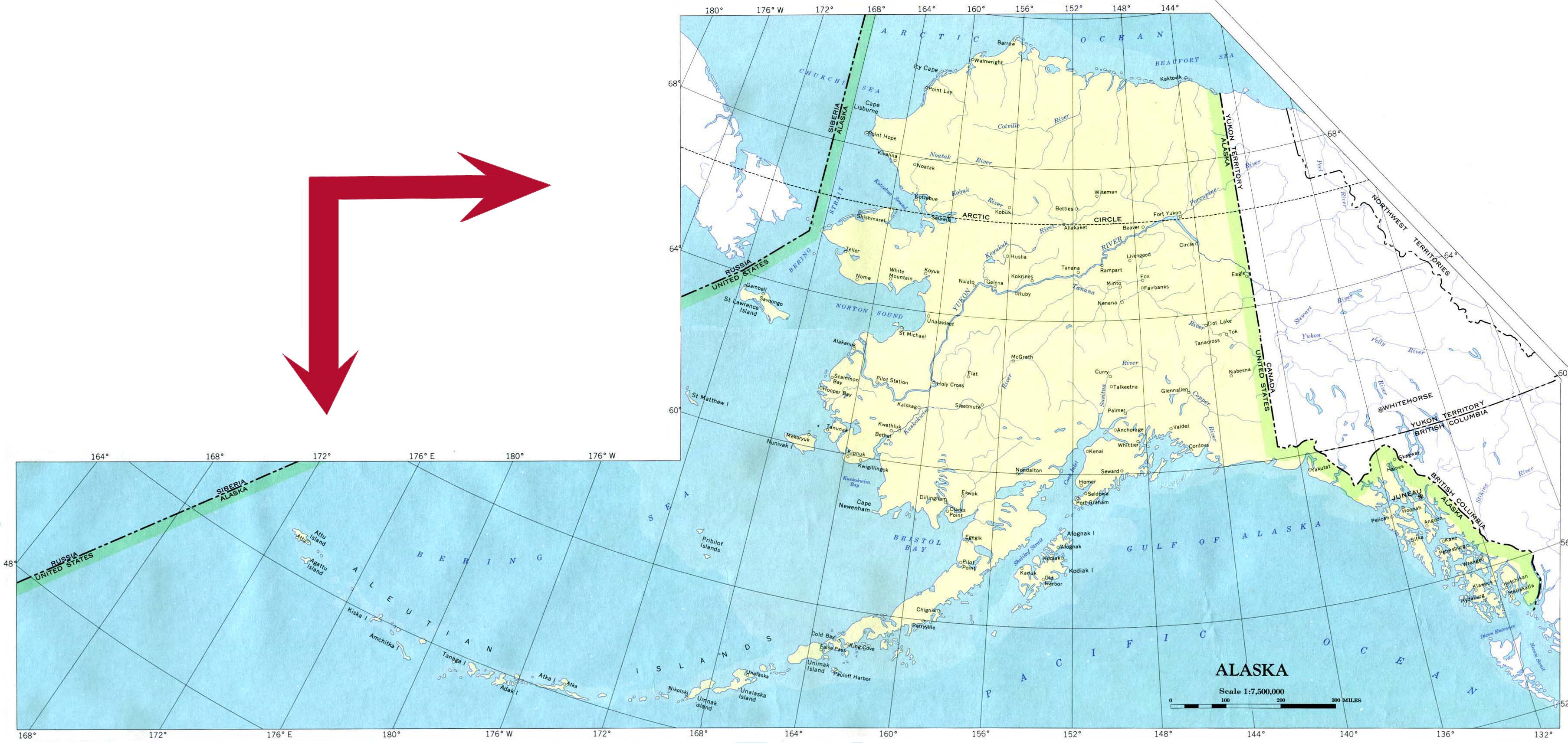 Аляска географическая карта