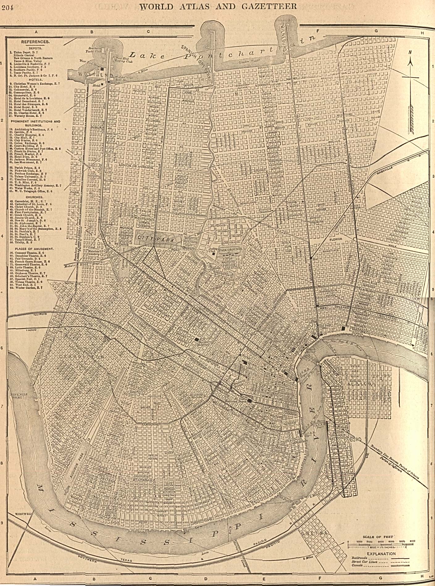 Old Historical City, Parish and State Maps of Louisiana